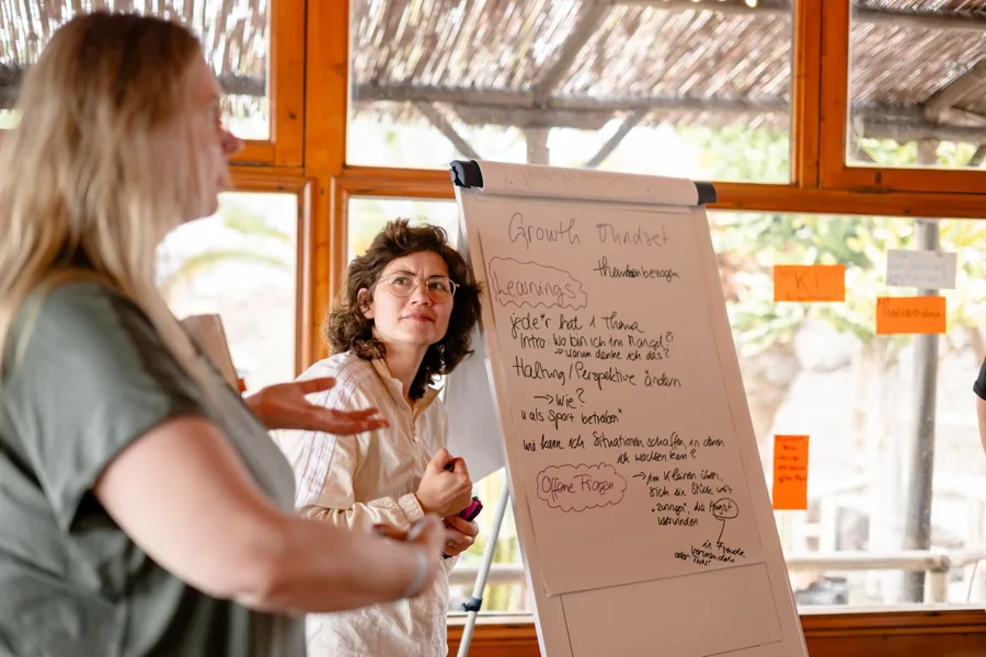 Flipchart mit Growth-Mindset-Notizen
